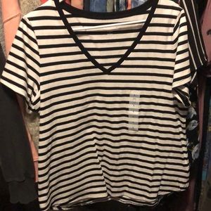 Striped V Neck Top NWT